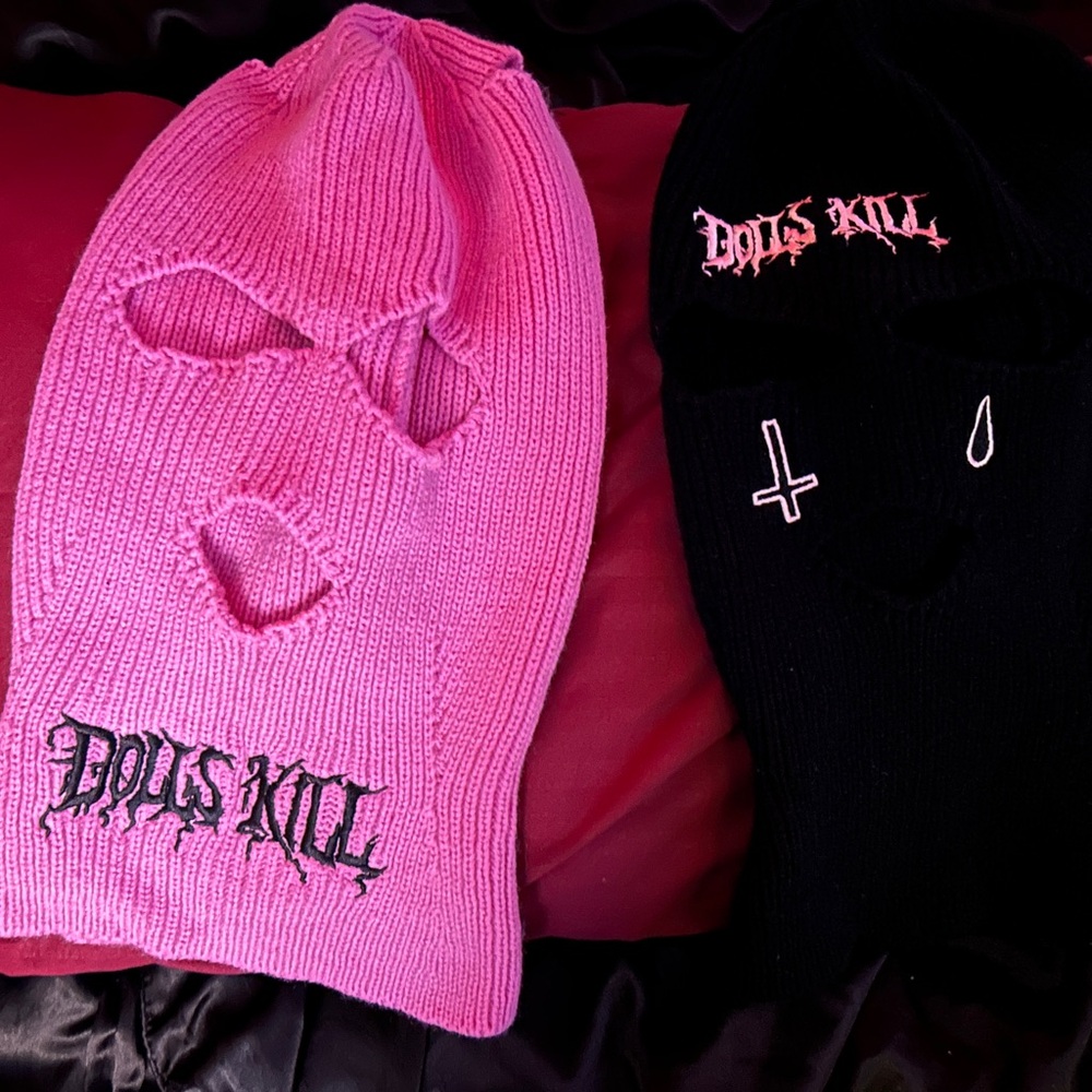 Pink and black Dolls Kill Balaclava